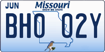 MO license plate BH0O2Y