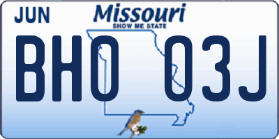 MO license plate BH0O3J