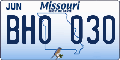 MO license plate BH0O3O
