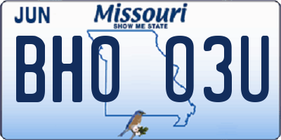 MO license plate BH0O3U