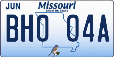 MO license plate BH0O4A