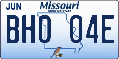 MO license plate BH0O4E