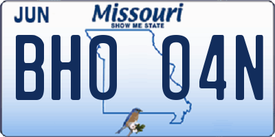 MO license plate BH0O4N