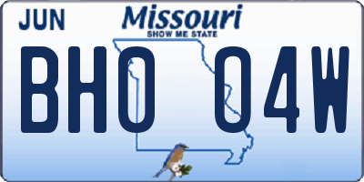 MO license plate BH0O4W