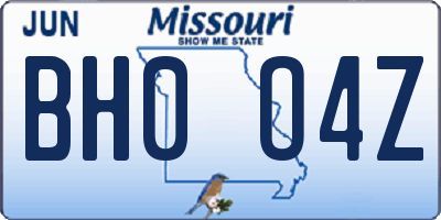 MO license plate BH0O4Z