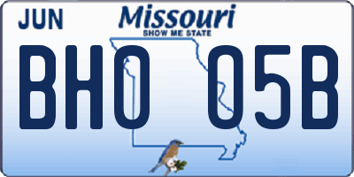 MO license plate BH0O5B
