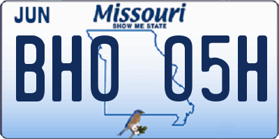 MO license plate BH0O5H