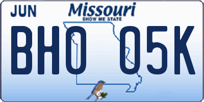 MO license plate BH0O5K