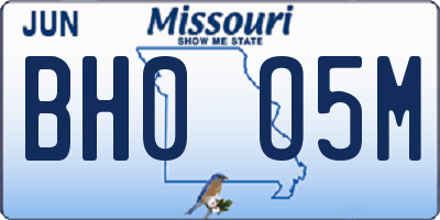 MO license plate BH0O5M