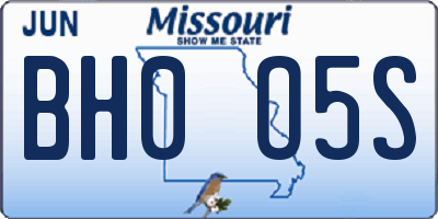 MO license plate BH0O5S