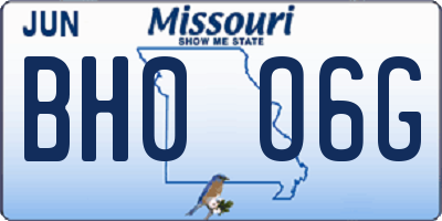 MO license plate BH0O6G