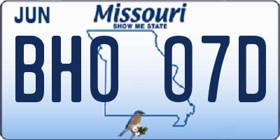 MO license plate BH0O7D
