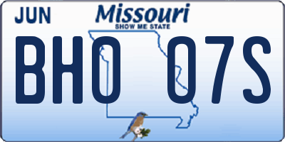 MO license plate BH0O7S