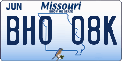 MO license plate BH0O8K