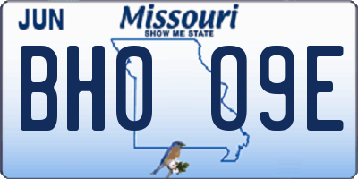 MO license plate BH0O9E