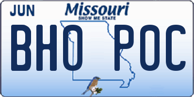 MO license plate BH0P0C