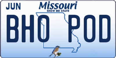 MO license plate BH0P0D