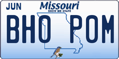MO license plate BH0P0M