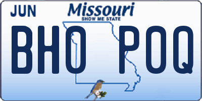 MO license plate BH0P0Q