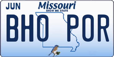MO license plate BH0P0R