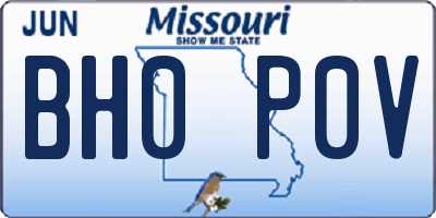 MO license plate BH0P0V