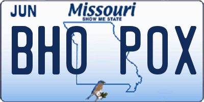 MO license plate BH0P0X
