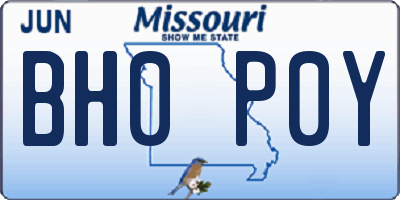 MO license plate BH0P0Y