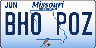 MO license plate BH0P0Z