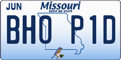 MO license plate BH0P1D