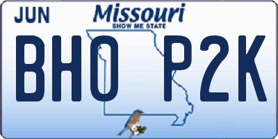 MO license plate BH0P2K