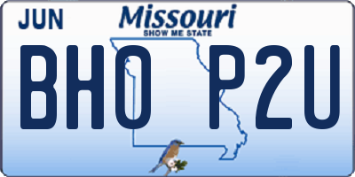 MO license plate BH0P2U