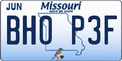 MO license plate BH0P3F
