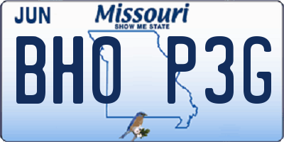 MO license plate BH0P3G