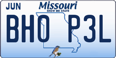 MO license plate BH0P3L