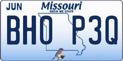 MO license plate BH0P3Q
