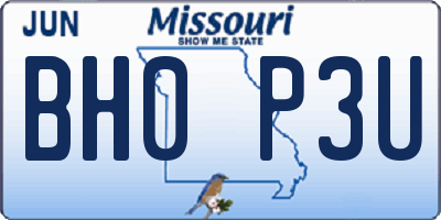 MO license plate BH0P3U