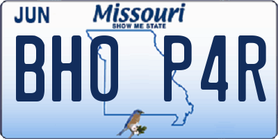 MO license plate BH0P4R
