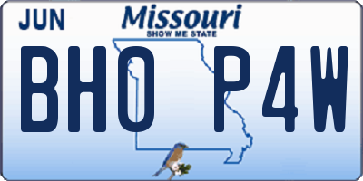 MO license plate BH0P4W
