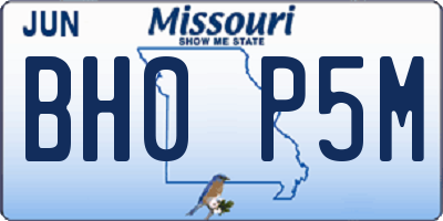 MO license plate BH0P5M