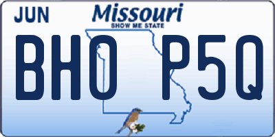 MO license plate BH0P5Q