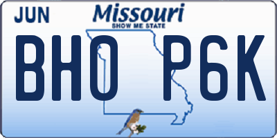 MO license plate BH0P6K