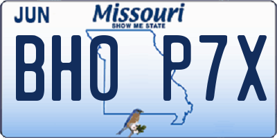 MO license plate BH0P7X