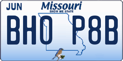 MO license plate BH0P8B
