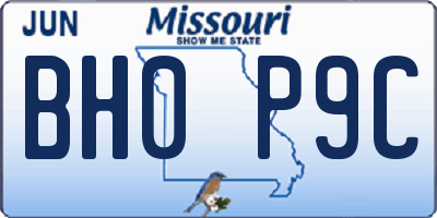 MO license plate BH0P9C