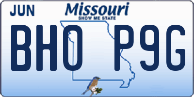 MO license plate BH0P9G