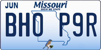 MO license plate BH0P9R
