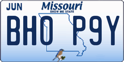 MO license plate BH0P9Y