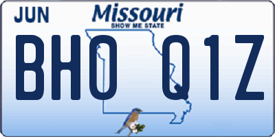 MO license plate BH0Q1Z