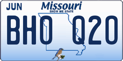 MO license plate BH0Q2O