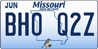 MO license plate BH0Q2Z